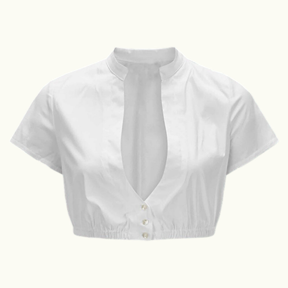 Witte dirndlblouse met korte mouwen – Oktoberfest | Klassieke traditionele top voor dames