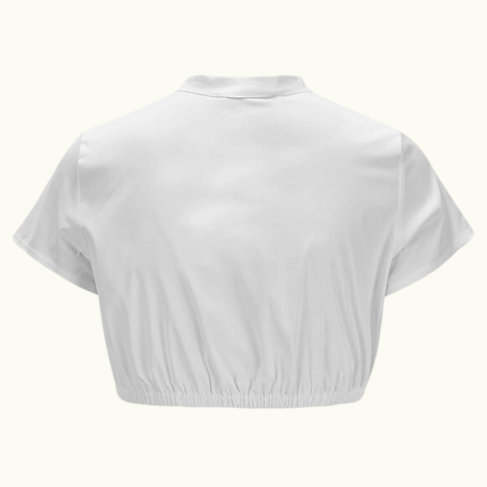 Witte dirndlblouse met korte mouwen – Oktoberfest | Klassieke traditionele top voor dames