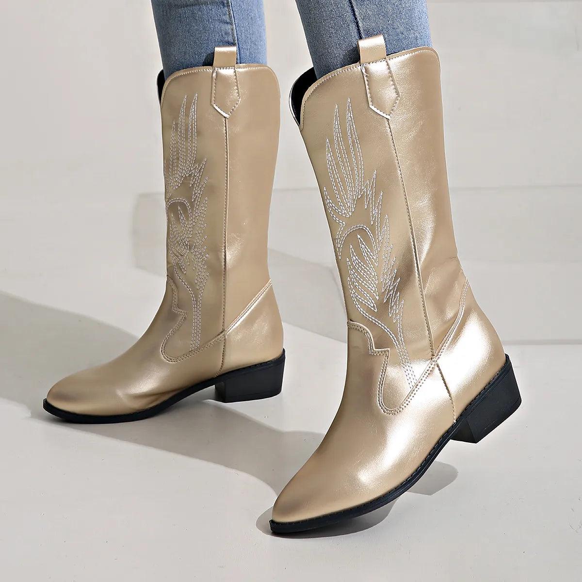 Western cowboylaarzen voor dames – Gedempte binnenzool – Casual kleding – Veelzijdig gebruik