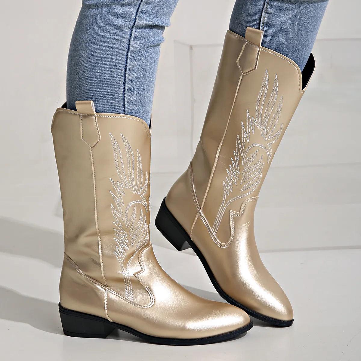 Western cowboylaarzen voor dames – Gedempte binnenzool – Casual kleding – Veelzijdig gebruik