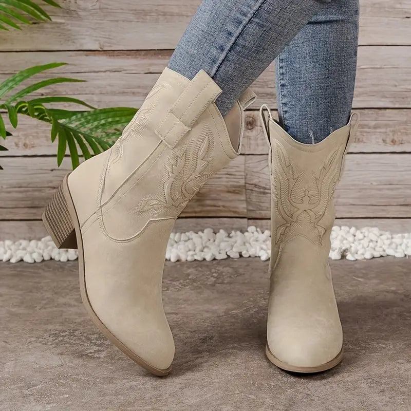 Cowboylaarzen voor dames – Premium leer – Klassiek westernmodel – Blokhak