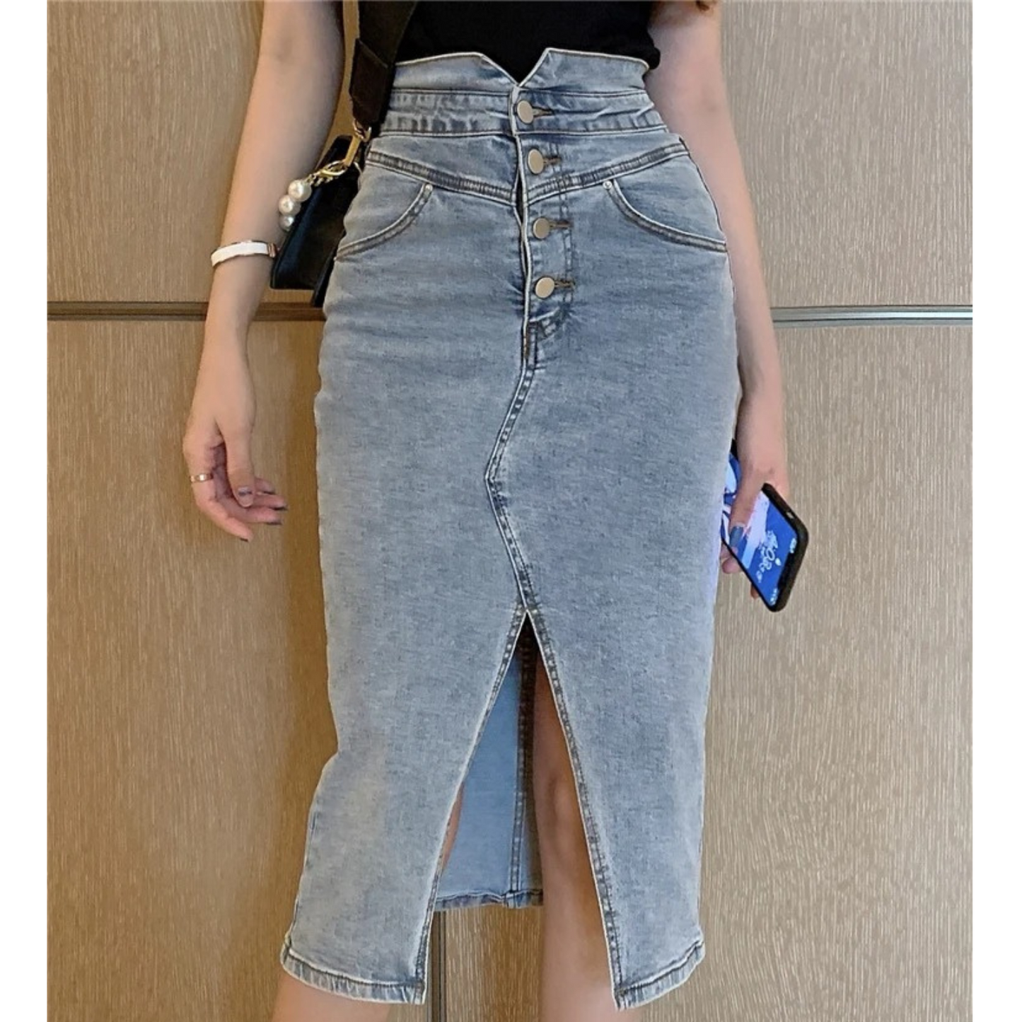 Damesrok tot op de knie – Formele kleding – Comfortabel stretchmateriaal – Tijdloos ontwerp