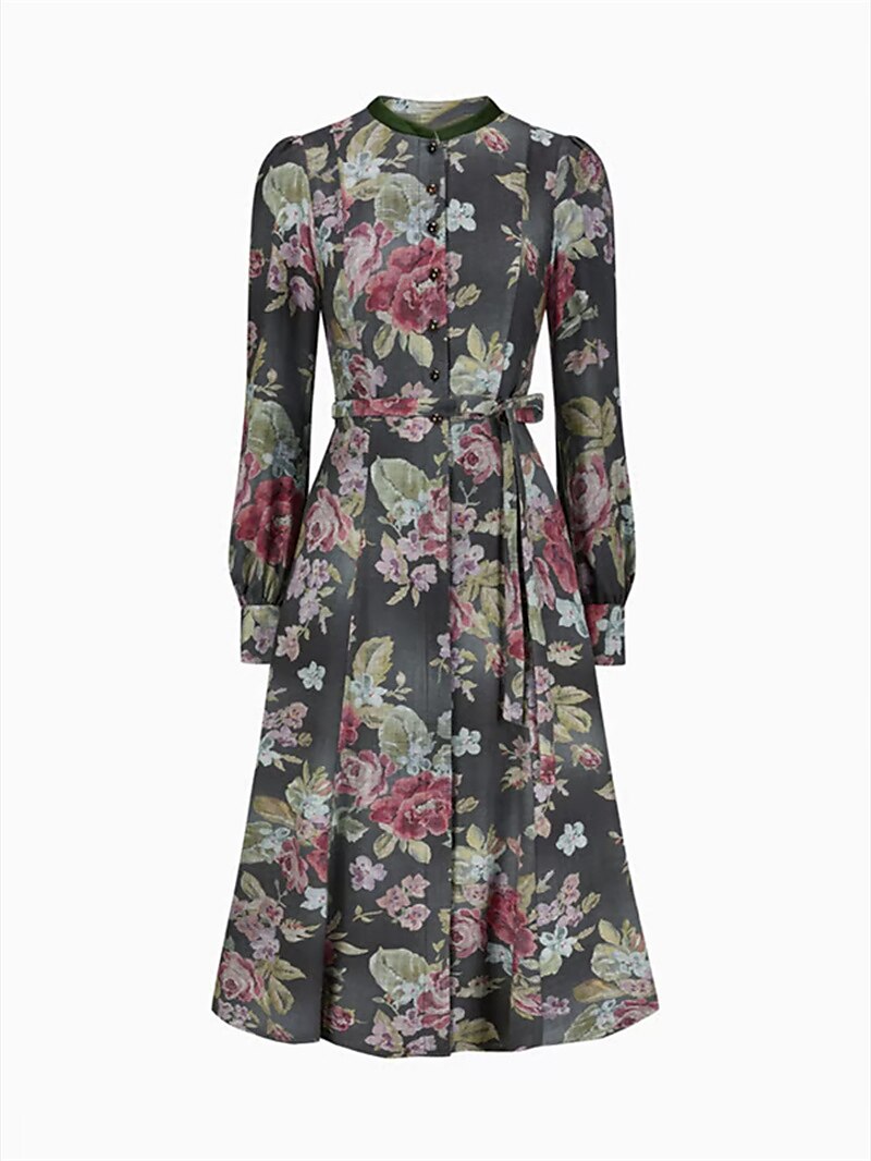 Zwarte vintage dirndljurk met bloemenpatroon – Oktoberfest | Met schort voor een klassieke traditionele stijl