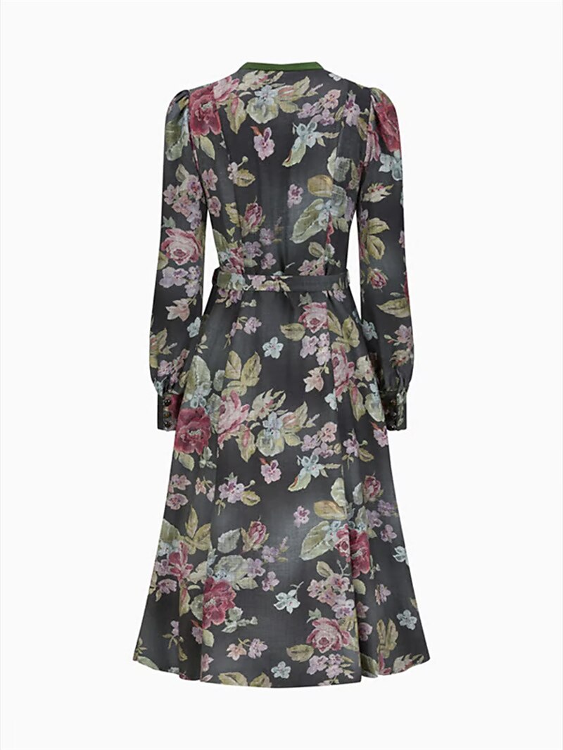 Zwarte vintage dirndljurk met bloemenpatroon – Oktoberfest | Met schort voor een klassieke traditionele stijl