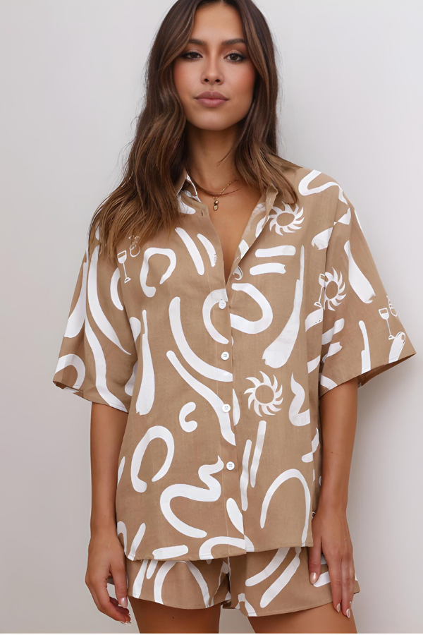 Abstracte Shirt Set Voor Dames-5