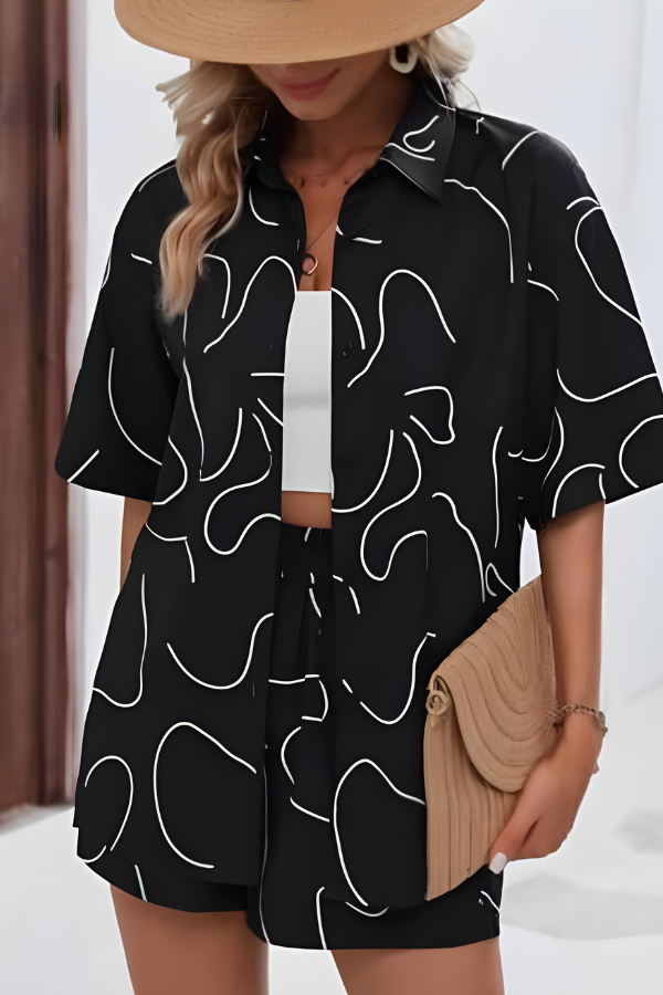 Abstracte Shirt Set Voor Dames-2