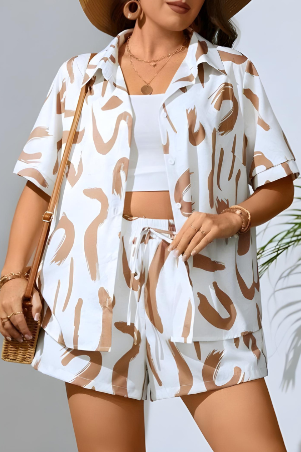 Abstracte Shirt Set Voor Dames-3