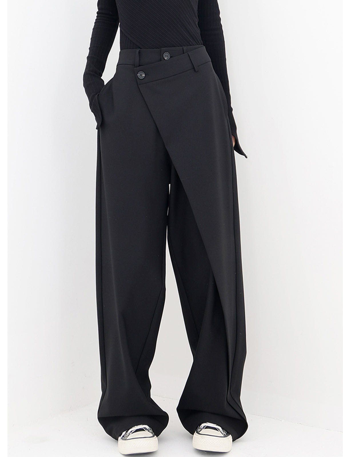 Dames Broek - Asymmetrische Snit - Dubbele Knoopsluiting
