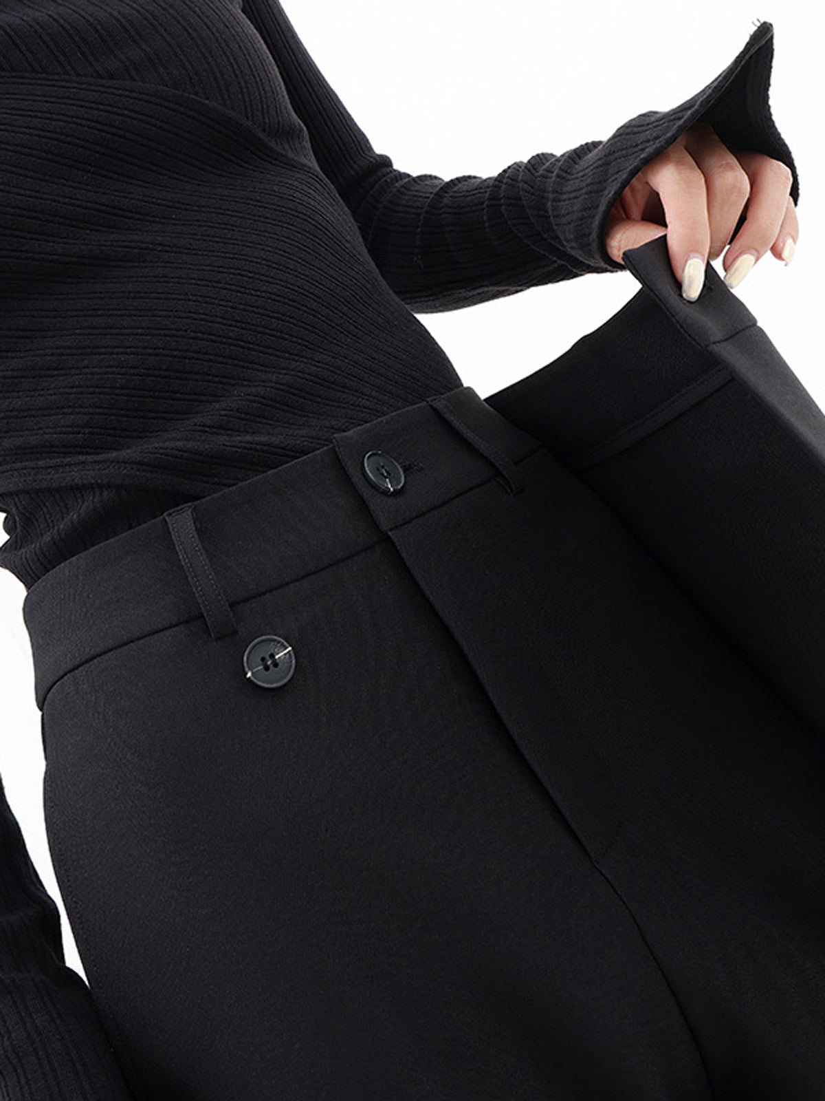 Dames Broek - Asymmetrische Snit - Dubbele Knoopsluiting