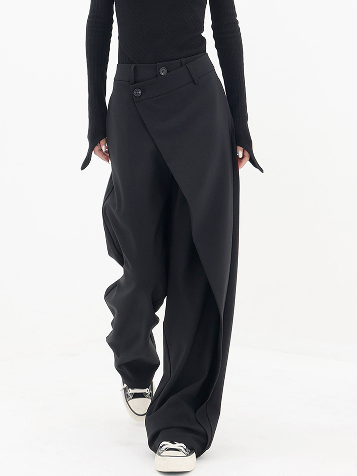 Dames Broek - Asymmetrische Snit - Dubbele Knoopsluiting