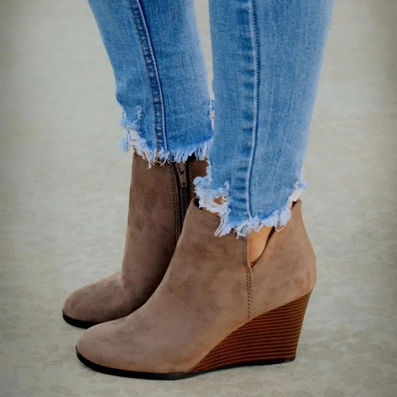 Boho Enkellaarsjes Dames Met Platform-5