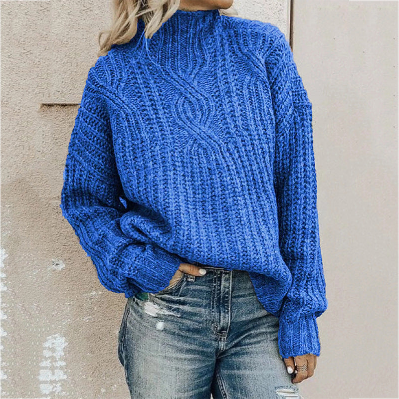 Dames Coltrui Kabelgebreide Trui | Oversized Lange Mouwen Pullover