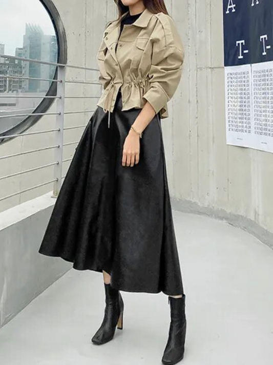 Dames Hoge Taille Midi Rok Met Riem Voor Elke Gelegenheid - Tijdloos En Veelzijdig-1