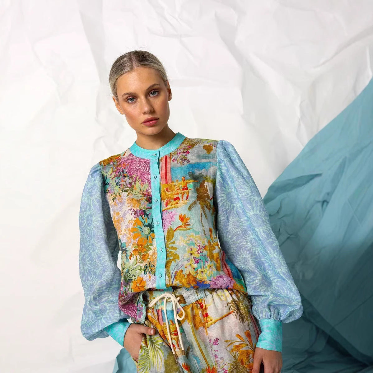 Dames Linnen Shirt En Shorts Set | Vrijetijdskleding Lente/Zomer Voor Anna-4