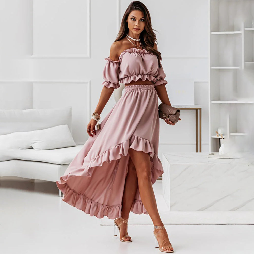 Variant image for Dames Ruffled Two Piece Set Voor Casual En Speciale Gelegenheden Met Comfortabele Pasvorm-1