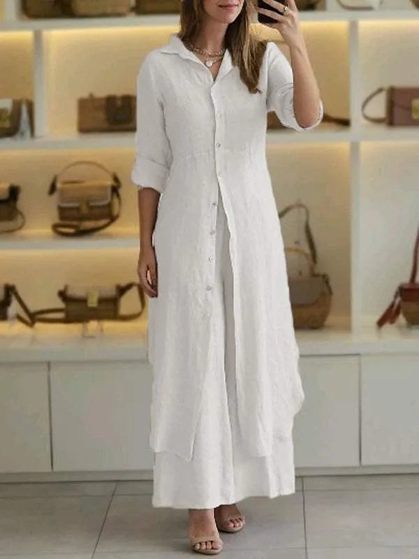 Dames Set - Slim-fit Blouse - Wijde Broek