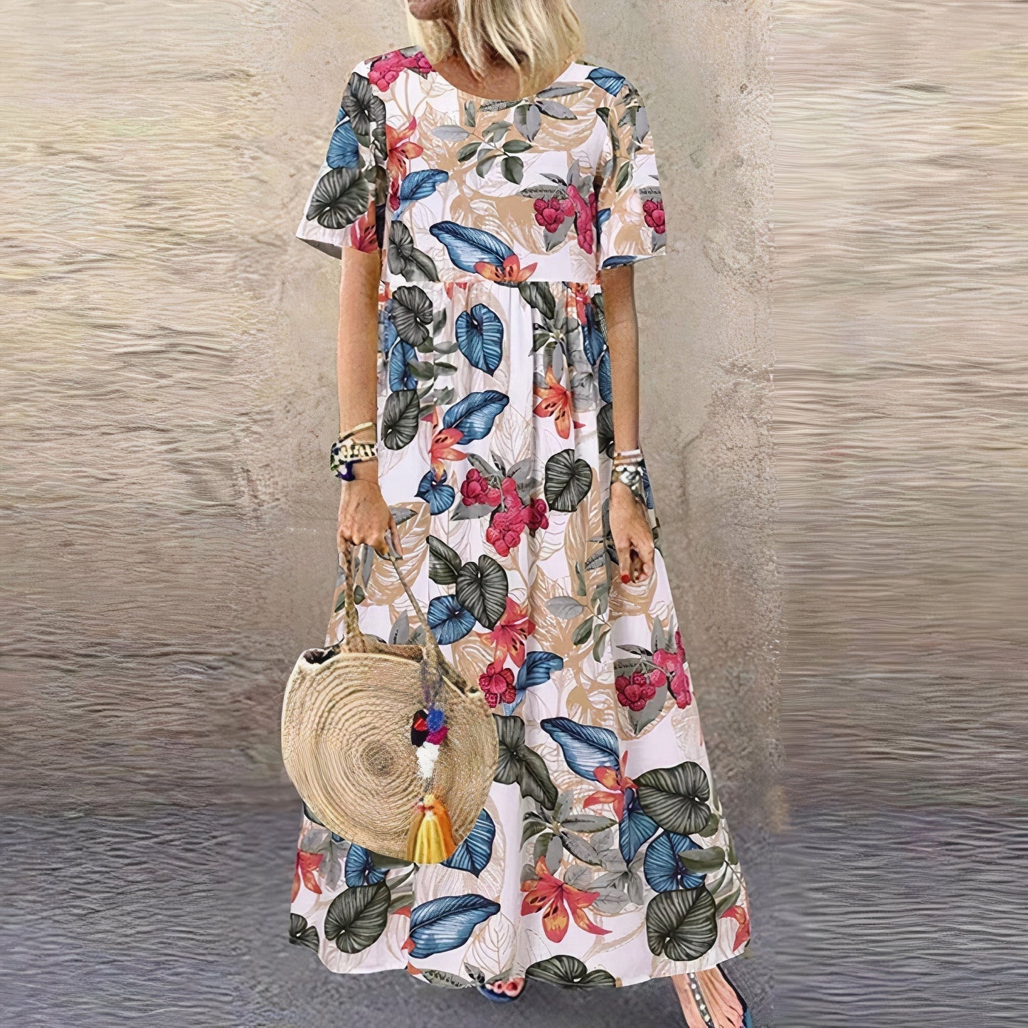 Dames zomerjurk – luchtig materiaal – maxi lengte – kleurrijk ontwerp
