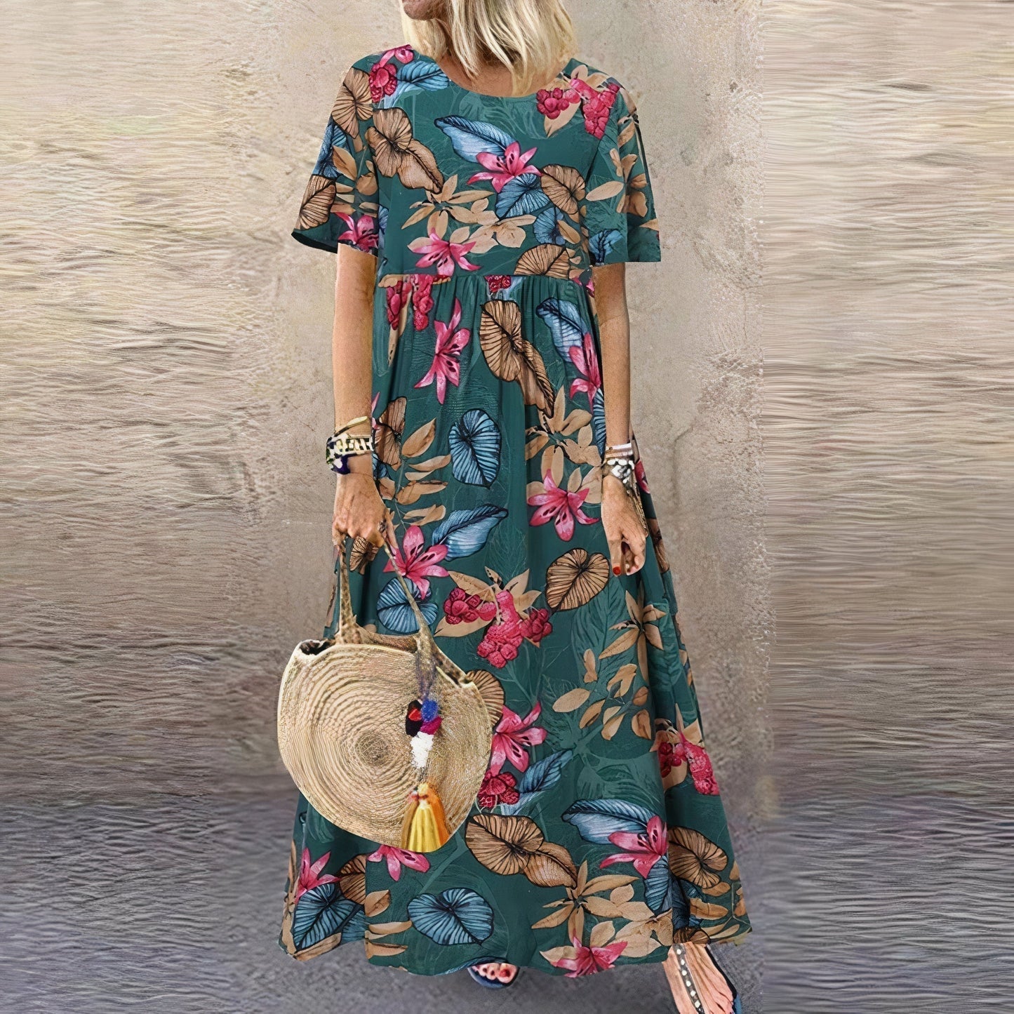 Dames zomerjurk – luchtig materiaal – maxi lengte – kleurrijk ontwerp