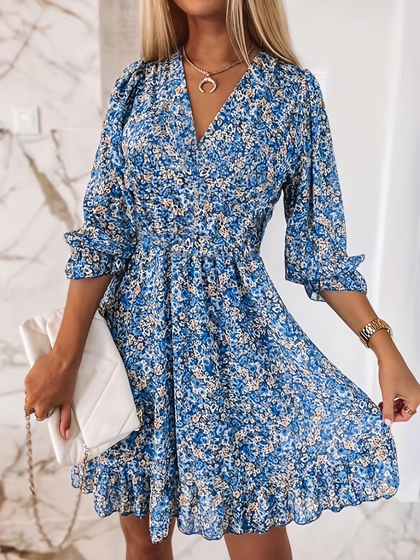 Variant image for Elegante Gebloemde Jurk Dames-11