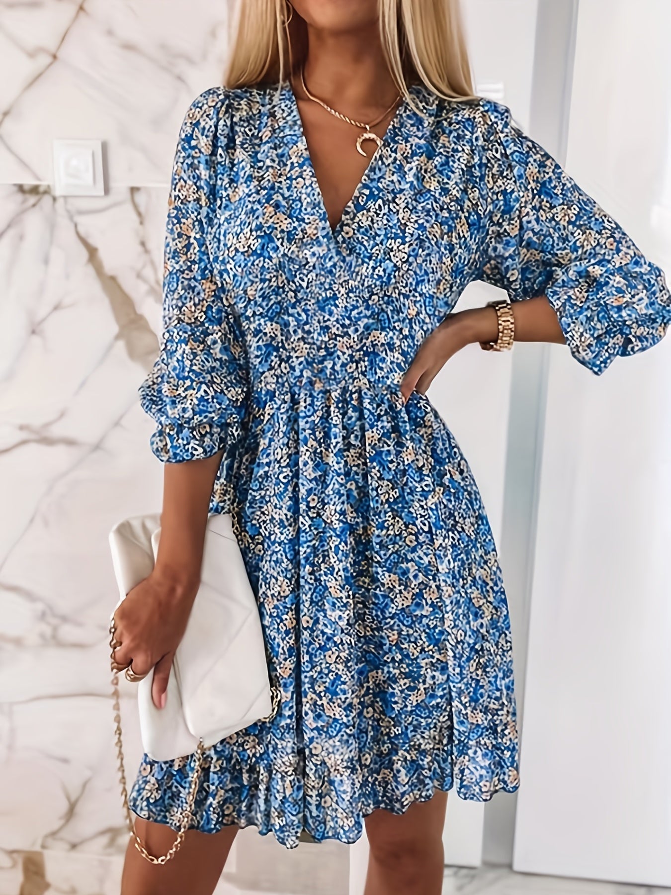 Elegante Gebloemde Jurk Dames-3