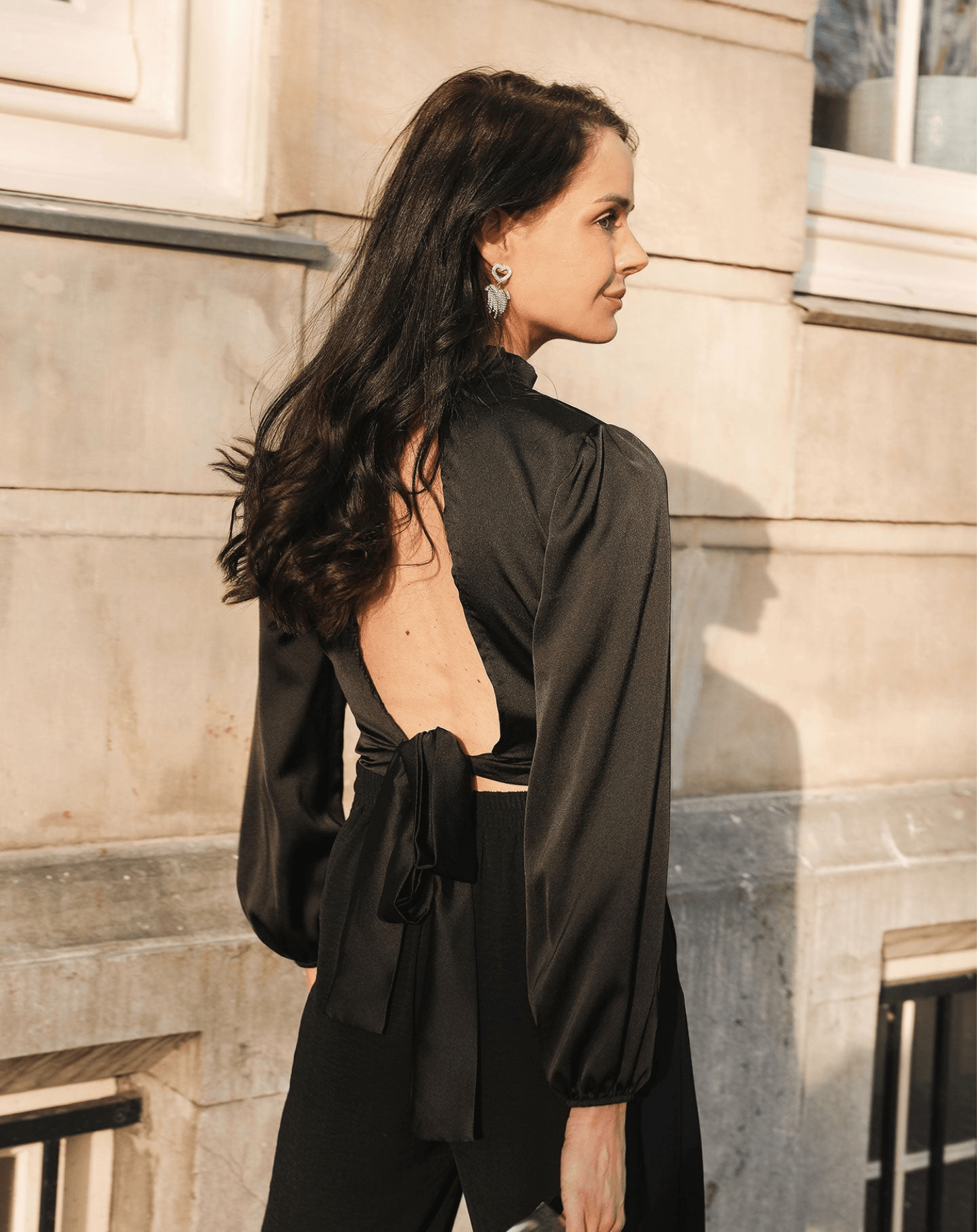 Elegante Satijnen Blouse Dames-3