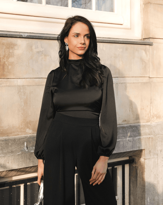 Elegante Satijnen Blouse Dames-1