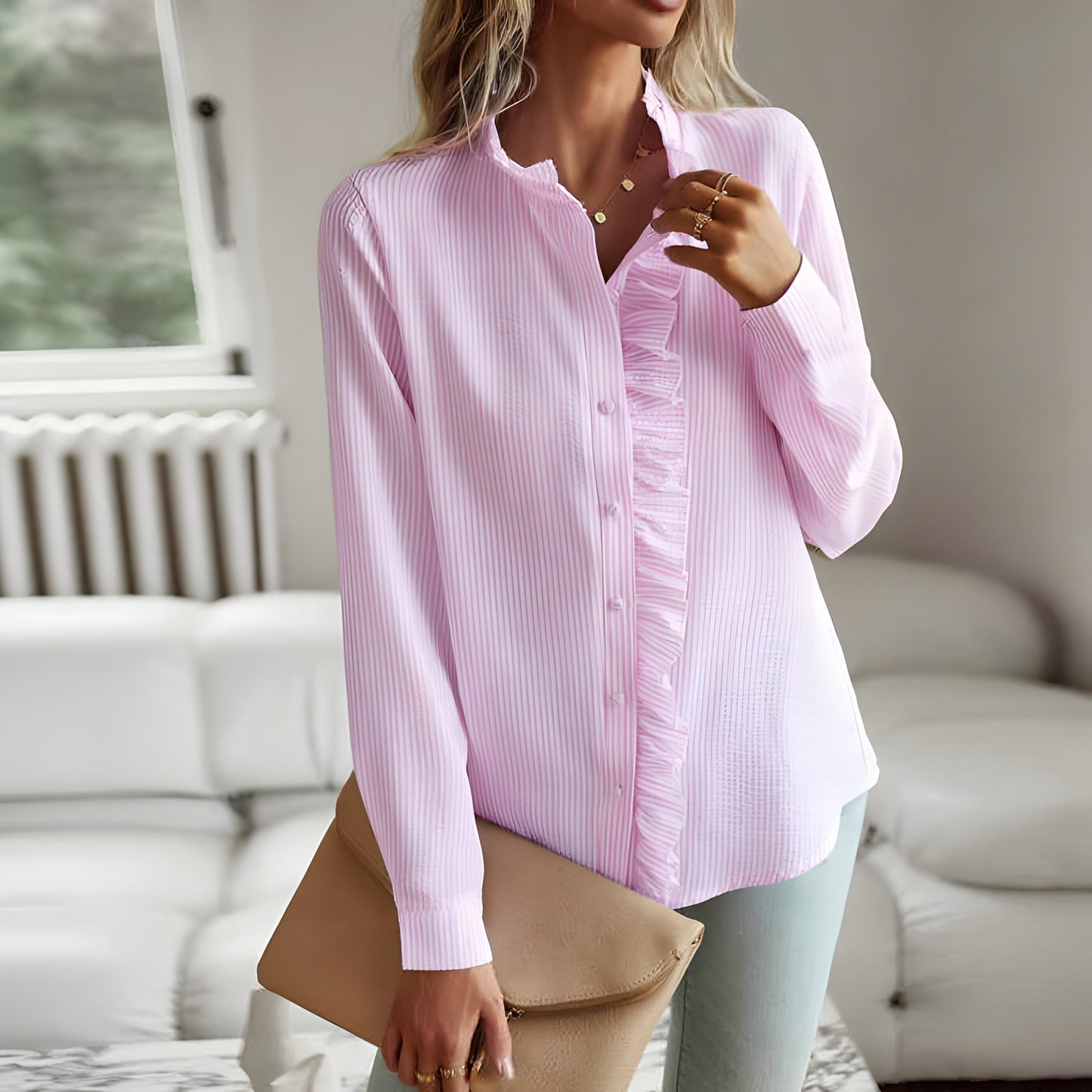 Elegante Witte Dames Blouse-6