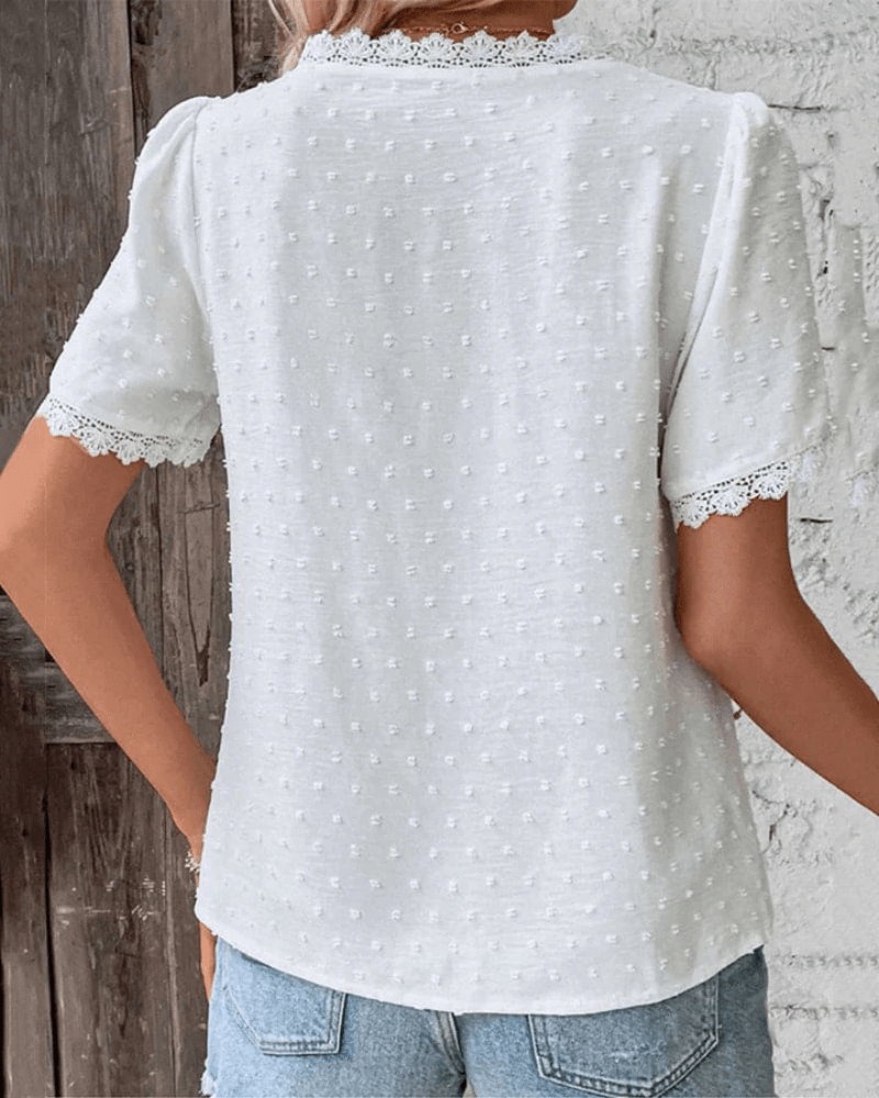 Witte Blouse Dames Met Kant-3