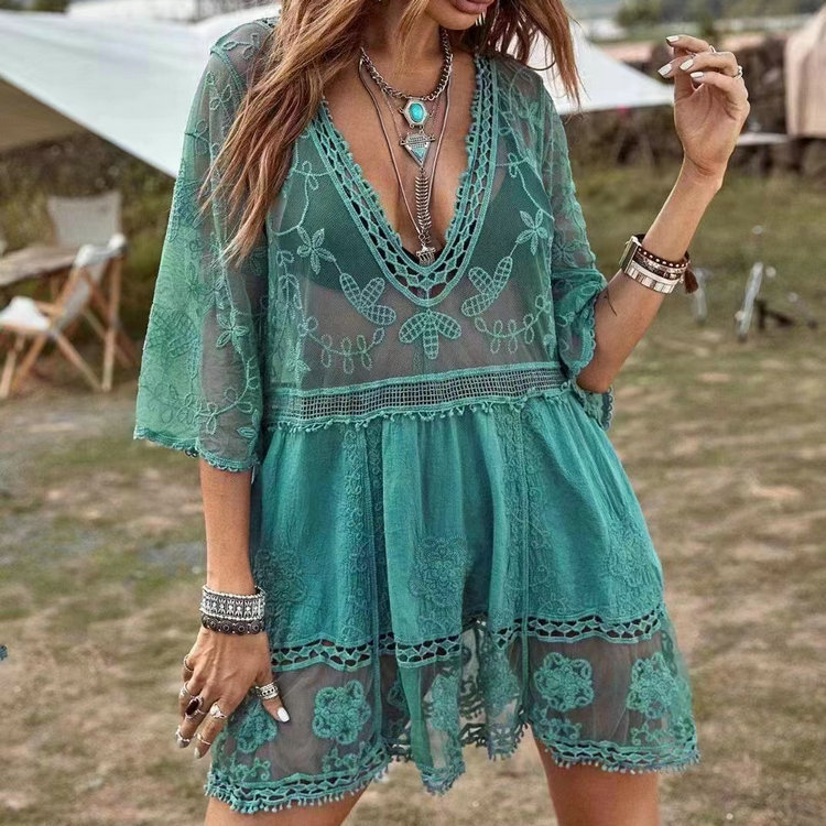 Stijlvolle zomerjurk voor dames - Minilengte - Details met kant - Relaxed Fit