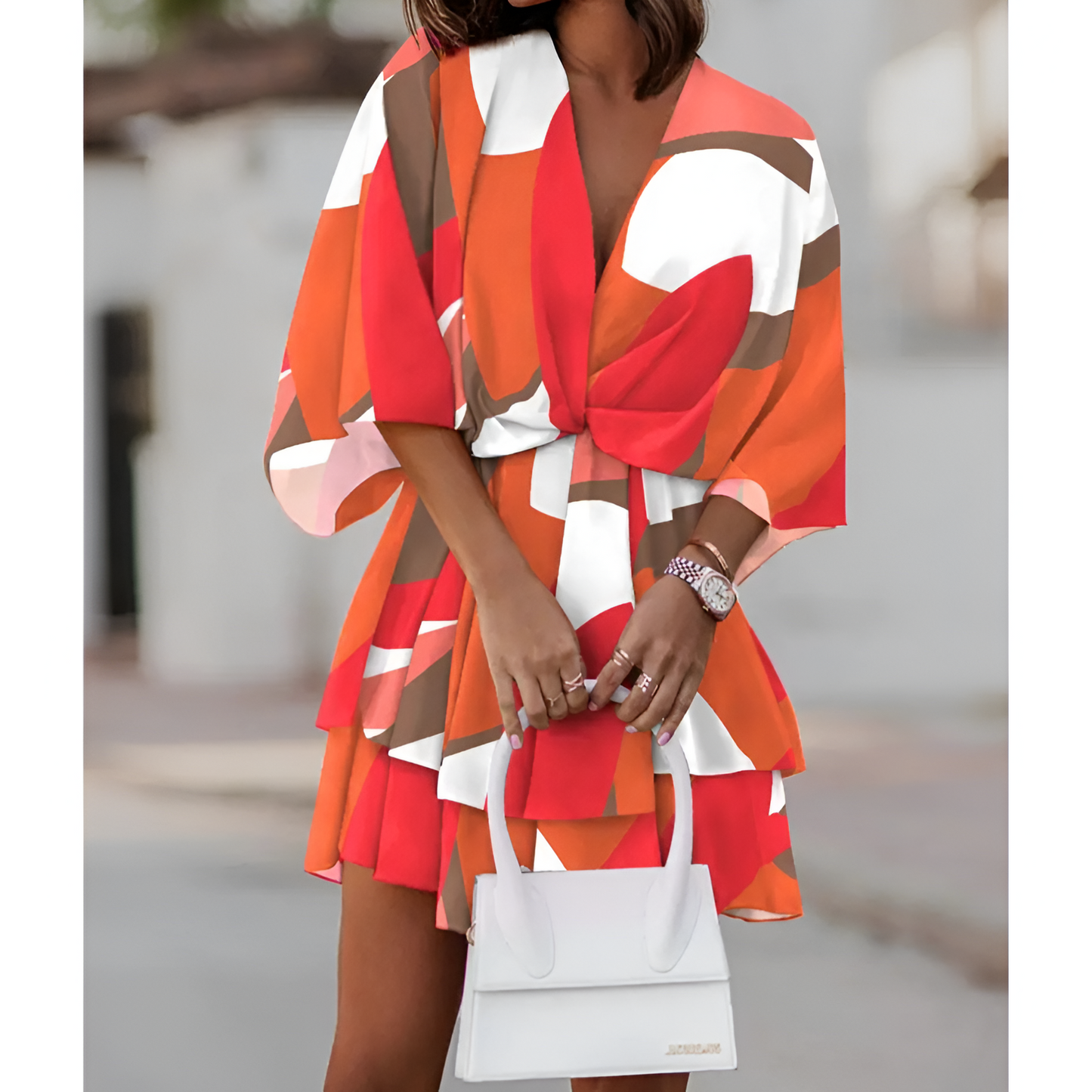 Dames Mini-Jurk - Boheemse Stijl - Bloemenprint - Ontspannen Silhouet