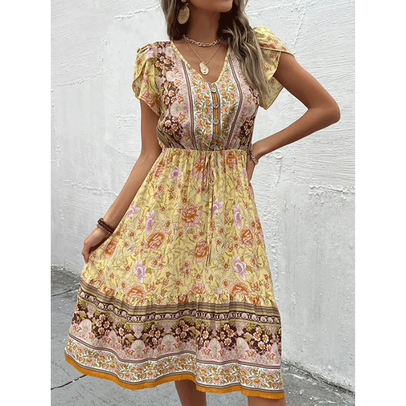 Dames Jurk - Midi - Boho - Bloemenprint