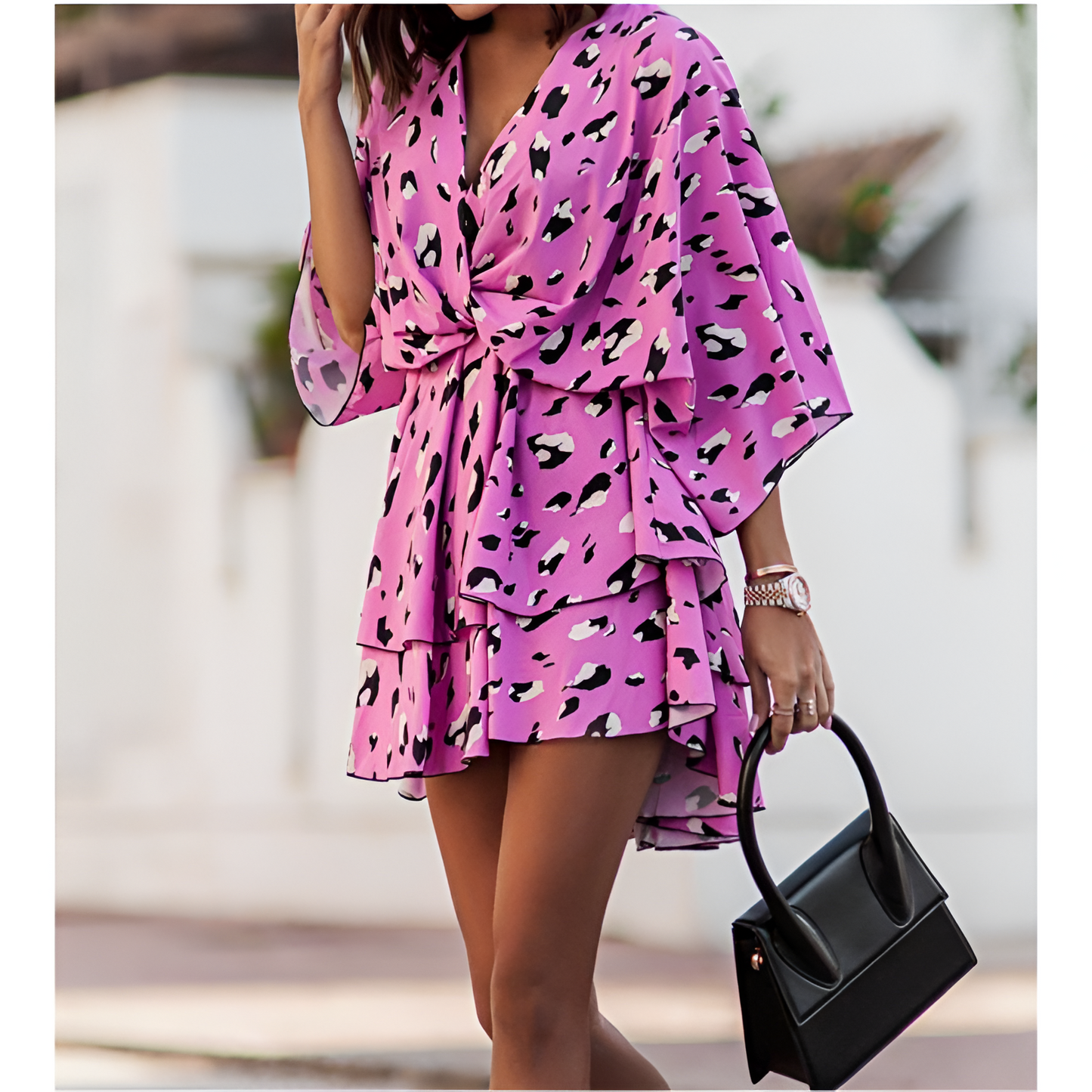 Dames Mini-Jurk - Boheemse Stijl - Bloemenprint - Ontspannen Silhouet