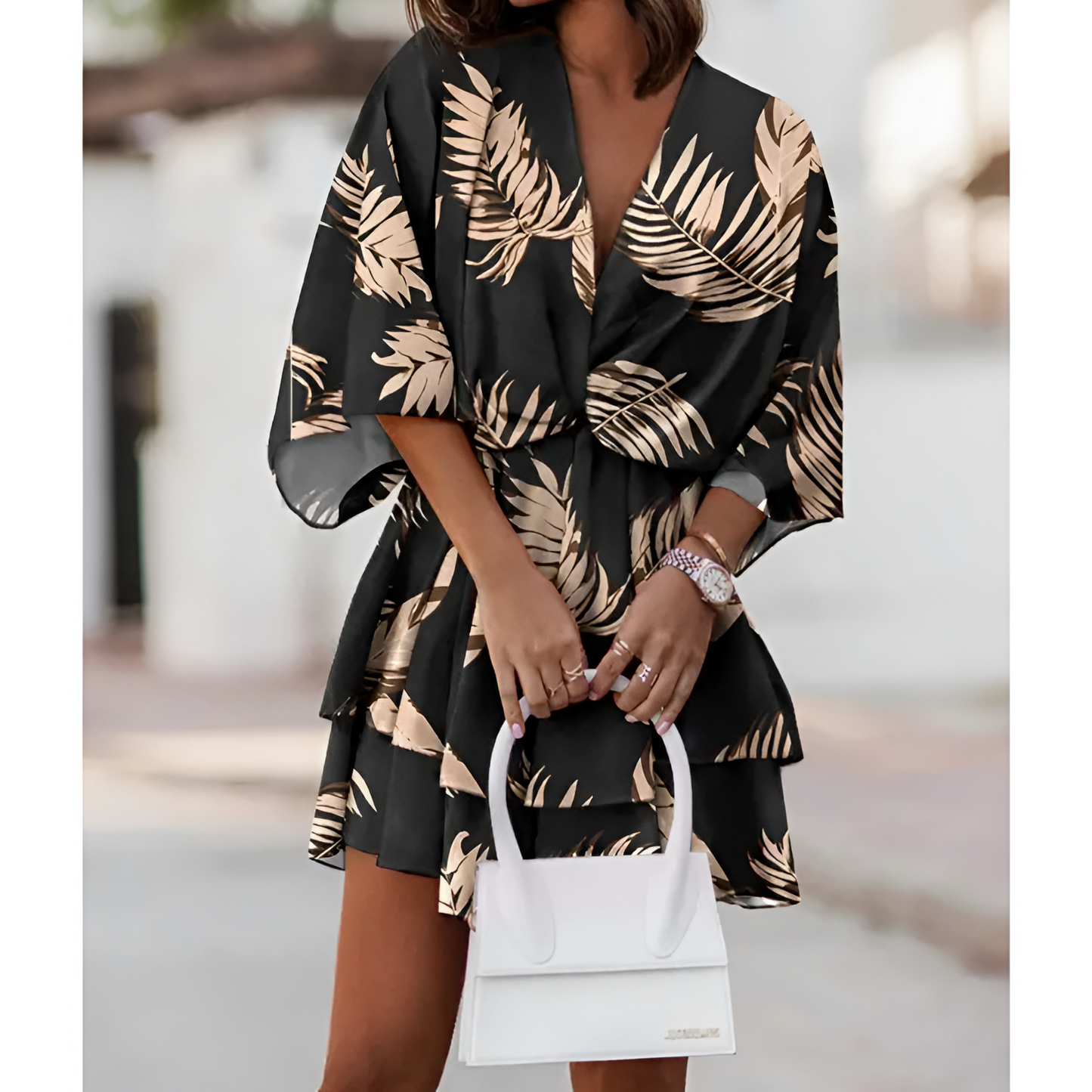 Dames Mini-Jurk - Boheemse Stijl - Bloemenprint - Ontspannen Silhouet