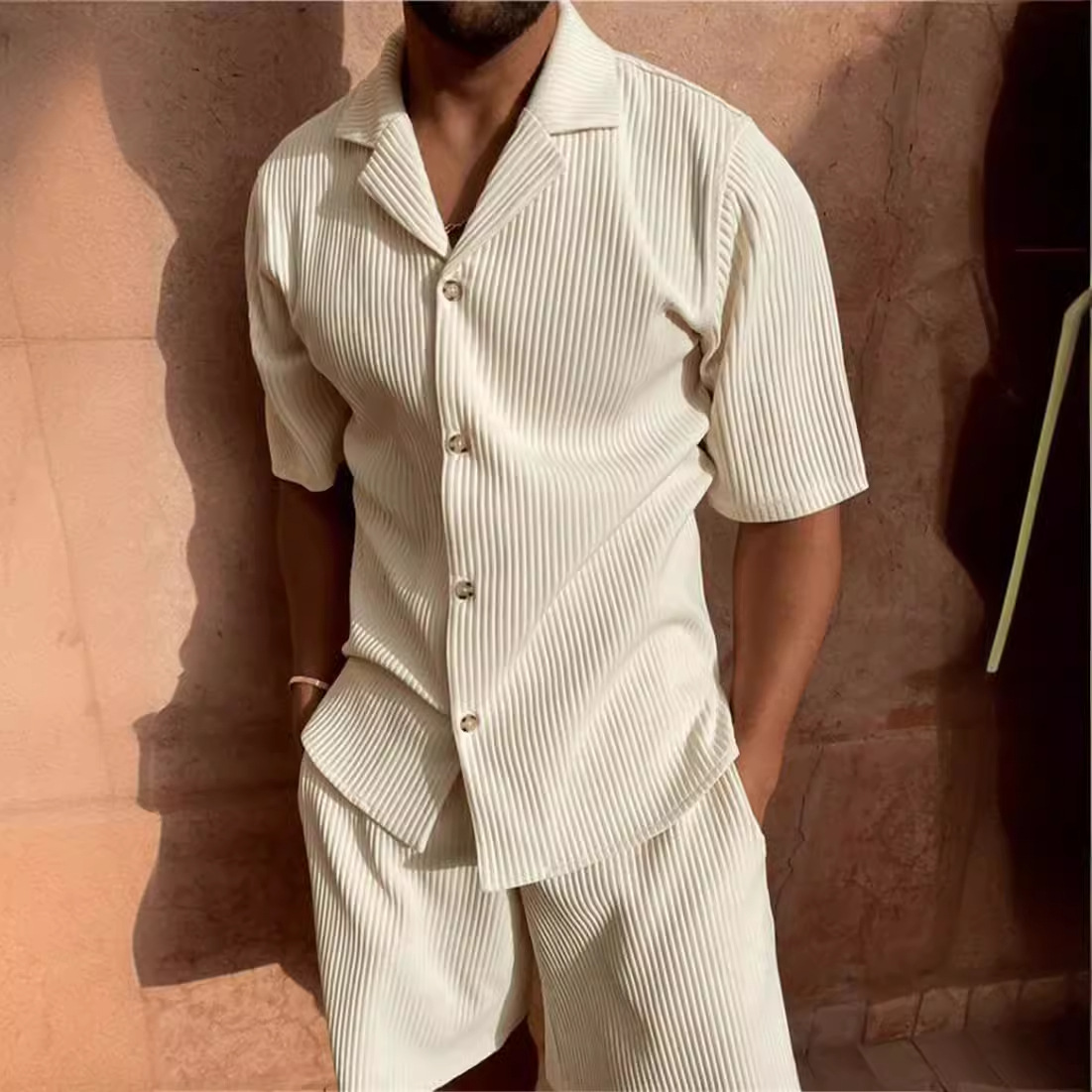Heren Short Set - Corduroy Stof - Comfortabele Stretch Pasvorm - Zomerse Look