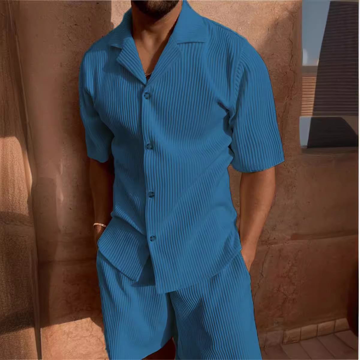 Heren Short Set - Corduroy Stof - Comfortabele Stretch Pasvorm - Zomerse Look