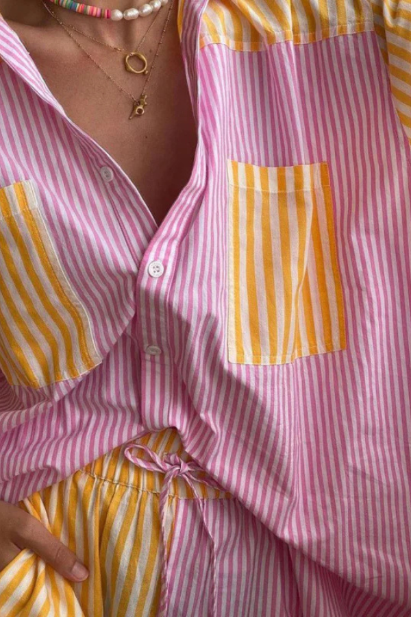 Gestreepte Two Piece Set Dames-4