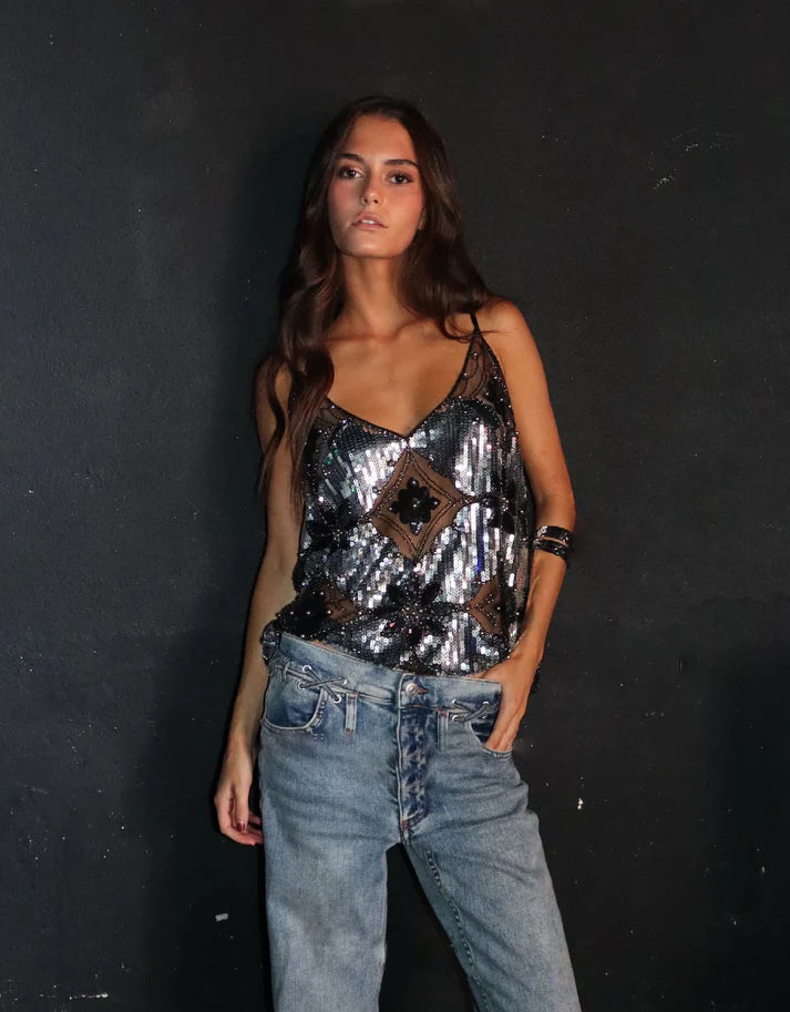 Glamoureuze Pailletten Top Dames-6