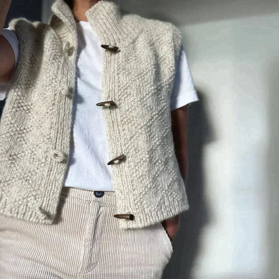 Dames Gilet - Handgebreid Wol - Knoopsluiting