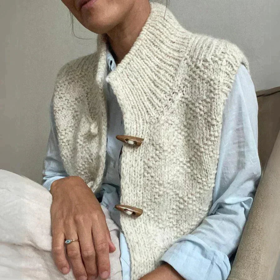 Dames Gilet - Handgebreid Wol - Knoopsluiting