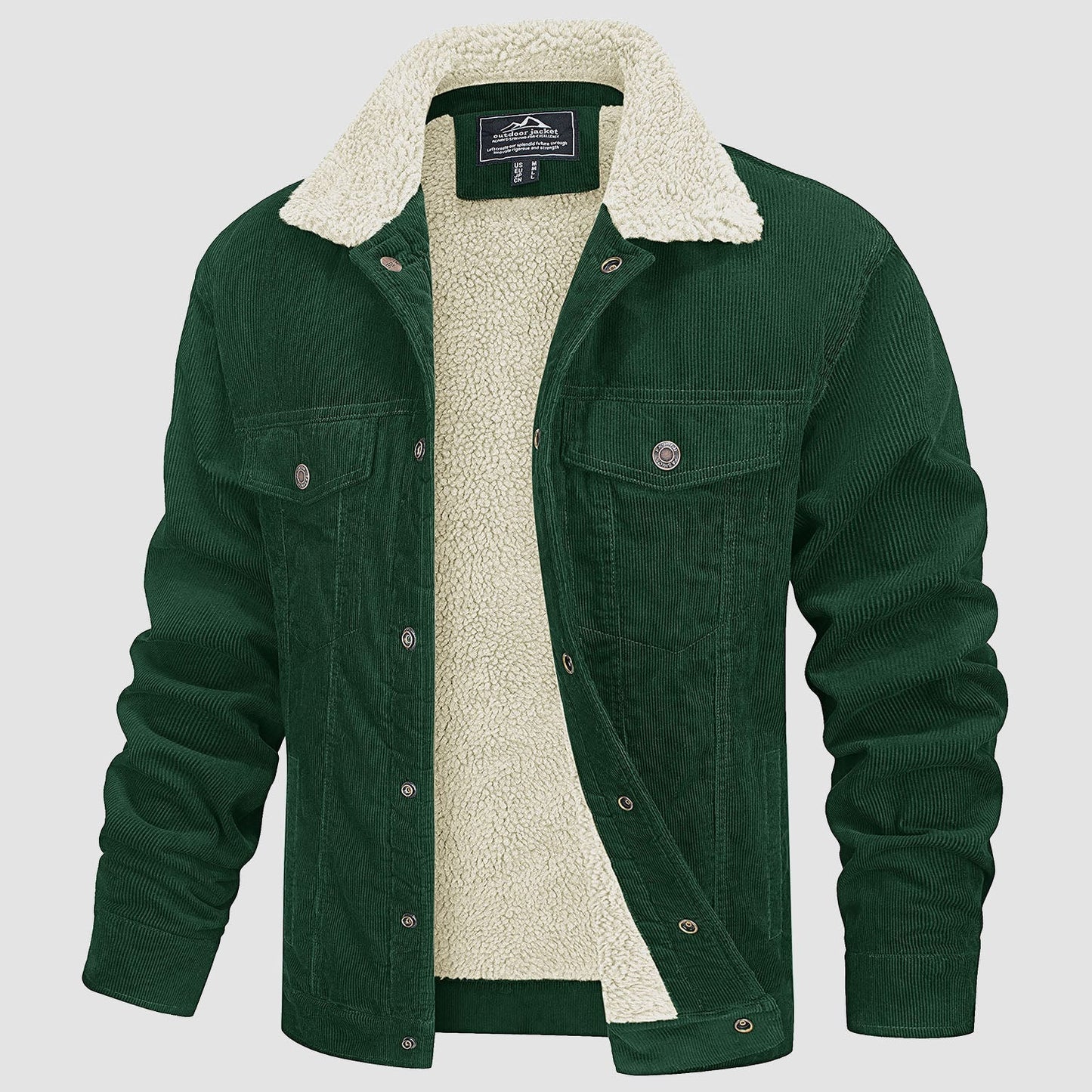 Heren Jas - Corduroy - Sherpa Voering - Cargo Stijl