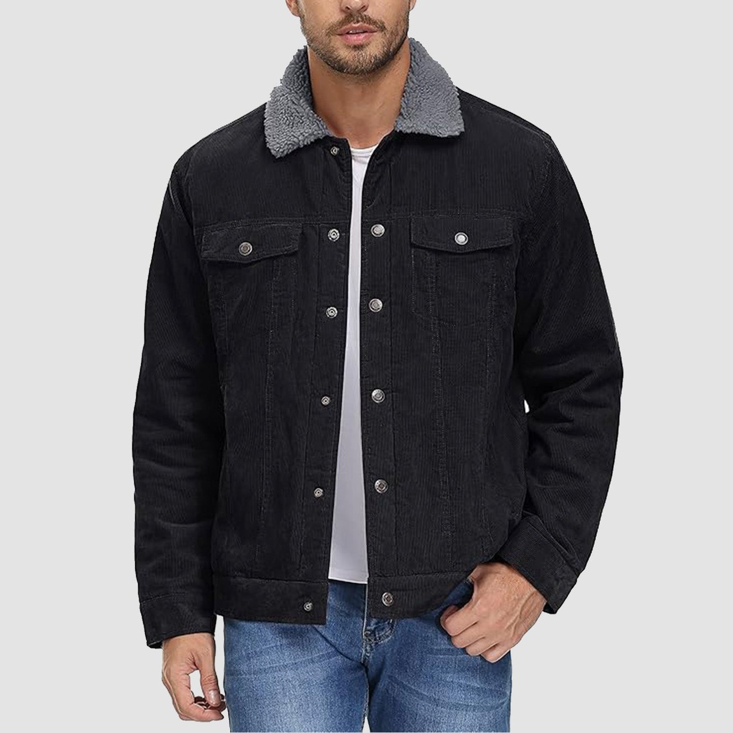 Heren Jas - Corduroy - Sherpa Voering - Cargo Stijl