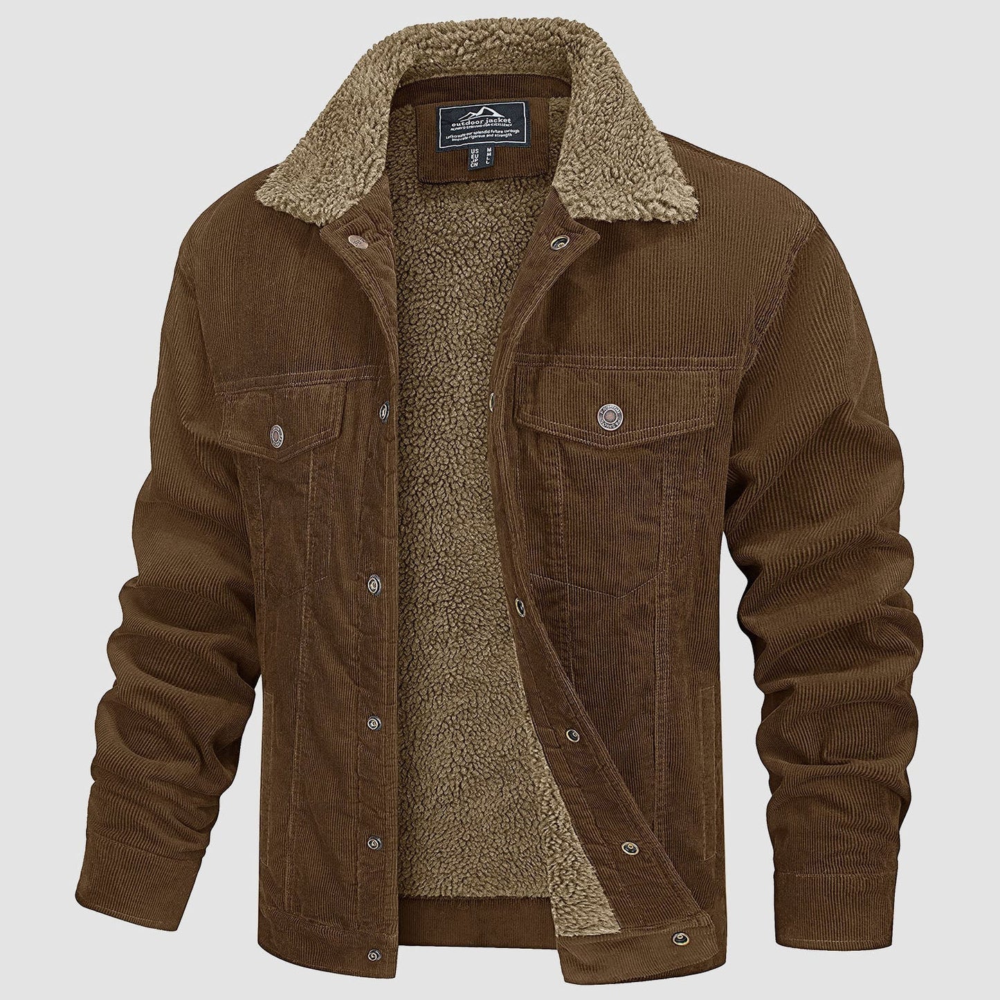 Heren Jas - Corduroy - Sherpa Voering - Cargo Stijl