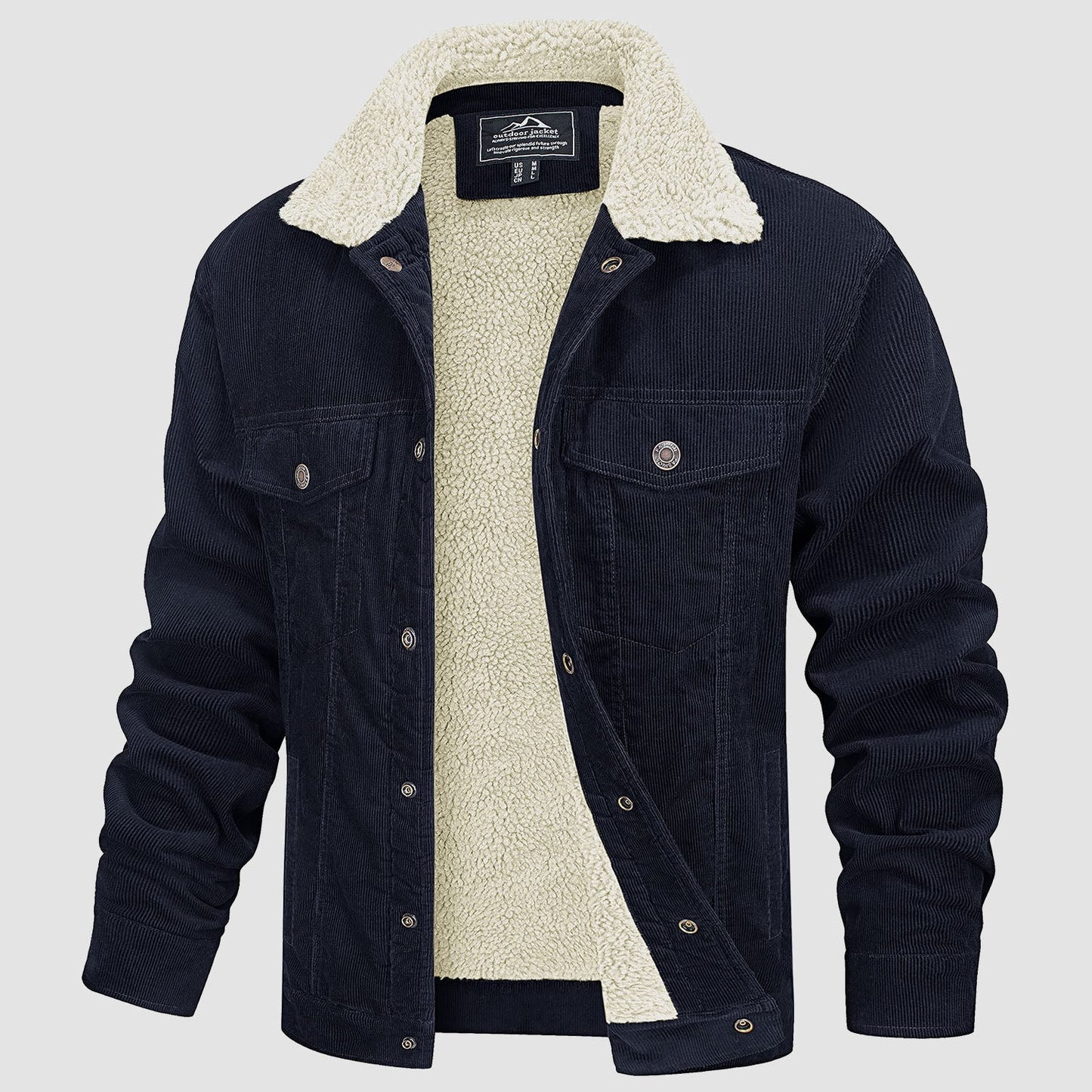 Heren Jas - Corduroy - Sherpa Voering - Cargo Stijl