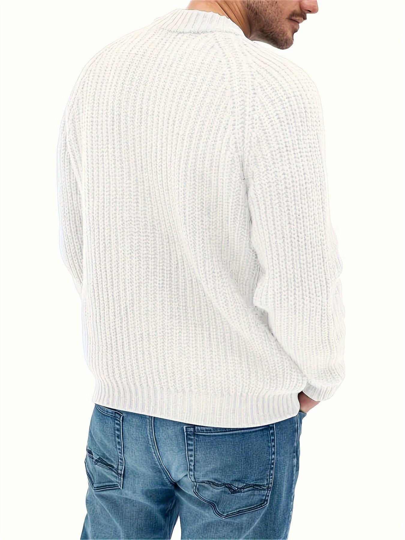 Heren Grove Gebreide Grijze Trui | Comfortabele Geribde Ronde Hals Pullover