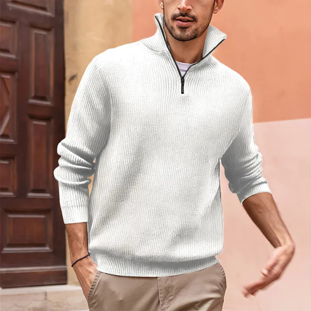 Heren Half-Zip Gebreide Trui | Opstaande Kraag, Lange Mouwen, Casual Pasvorm