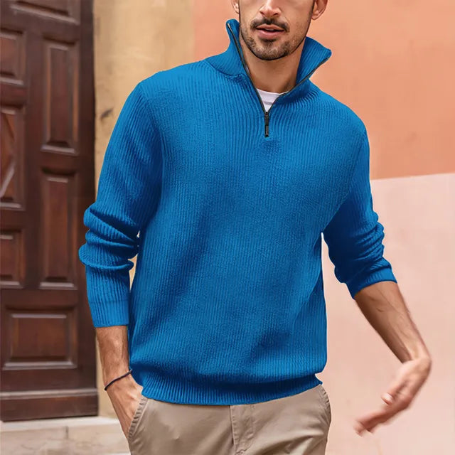 Heren Half-Zip Gebreide Trui | Opstaande Kraag, Lange Mouwen, Casual Pasvorm