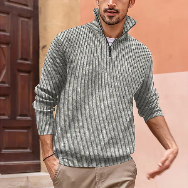 Heren Half-Zip Gebreide Trui | Opstaande Kraag, Lange Mouwen, Casual Pasvorm