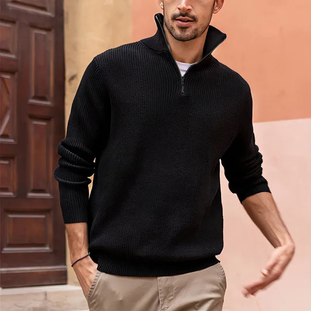Heren Half-Zip Gebreide Trui | Opstaande Kraag, Lange Mouwen, Casual Pasvorm