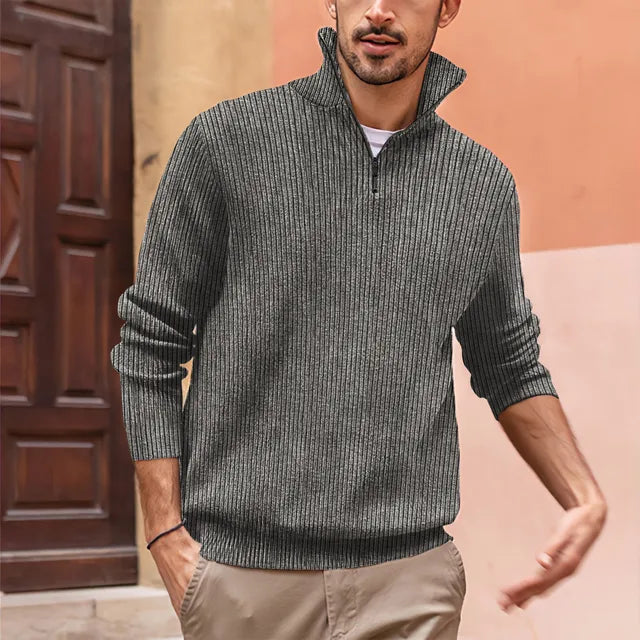 Heren Half-Zip Gebreide Trui | Opstaande Kraag, Lange Mouwen, Casual Pasvorm