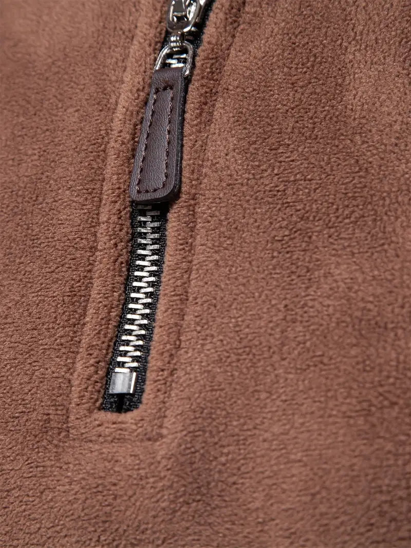 Heren Halve Rits Fleece Pullover | Warme Lange Mouwen Casual Trui